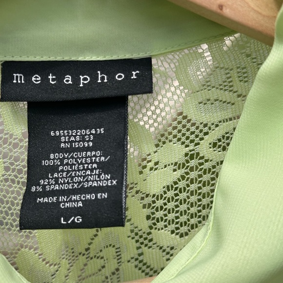 Metaphor Light Yellow Sheer & Lace Blouse Open Back Design Women’s Large NWT - Picture 7 of 16